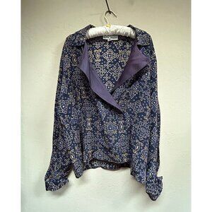 Separate Ellements Women's Vintage Blazer Printed Silk Purple Size Large